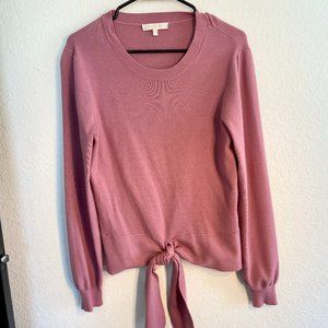 WAYF Milo Knot Waist Sweater mauve new NWOT large tie pink pullover soft cozy